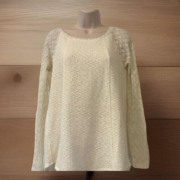 Anthropologie One September Lace Sweater Womens XS Cream Boho Feminine Fairy Y2K - Picture 1 of 10